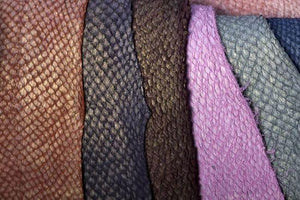 Olive fish leather for crafts in semi-soft temper, exotic fish